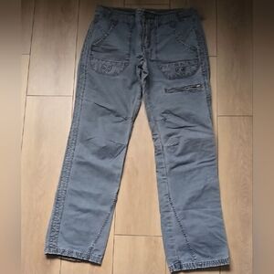 Free People Cotton Utility Cargo Pants in a black-grey distressed color Sz 6